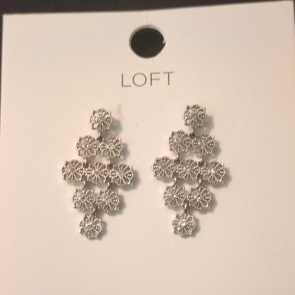 LOFT Silver Cluster Earrings